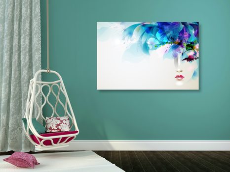 OBRAZ MÓDNÍ ŽENSKÁ TVÁŘ S ABSTRAKTNÍMI PRVKY - OBRAZY LIDÍ - OBRAZY