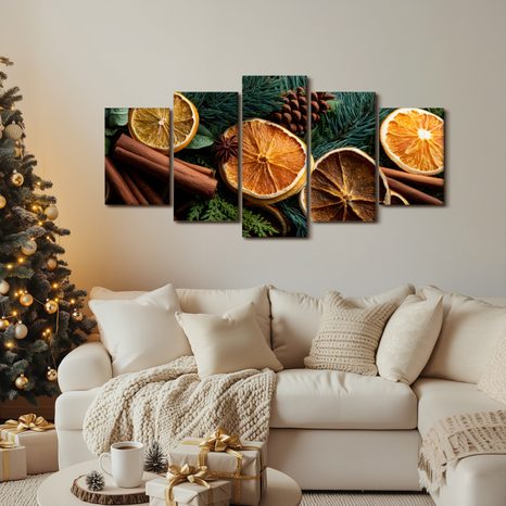 5-DÍLNÝ OBRAZ KOUZLO VÁNOČNÍCH VŮNÍ - VÁNOČNÍ A ZIMNÍ OBRAZY - OBRAZY