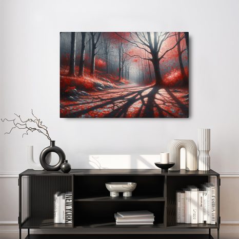 OBRAZ CESTA RUDÝM LESEM - OBRAZY LES - OBRAZY