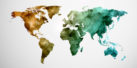 QUADRO IN SUGHERO – MAPPA DEL MONDO POLIGONALE COLORATA - QUADRI SU SUGHERO - STAMPE E QUADRI