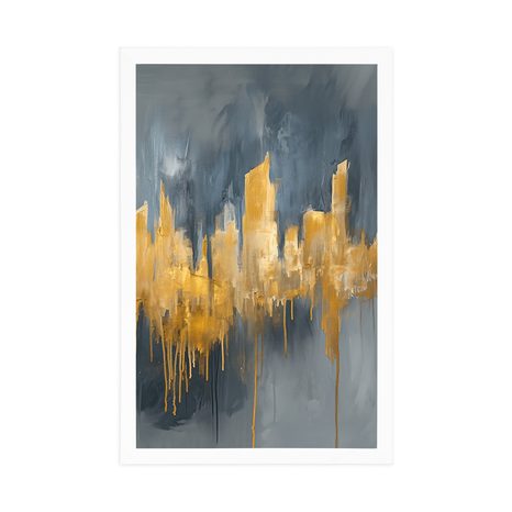 POSTER – PITTURA A OLIO ASTRATTA DORATA - ASTRATTO E MODELLATO - POSTER