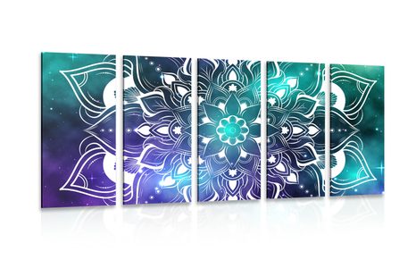 5-TEILIGES WANDBILD MODERNES MANDALA MIT ORIENTALISCHEM MUSTER - BILDER MIT FENG SHUI-MOTIVEN - BILDER