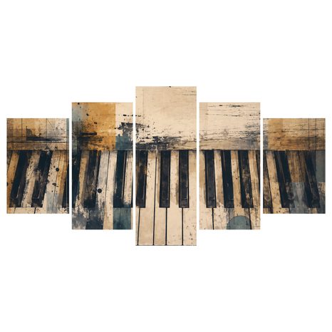5-TEILIGES WANDBILD RETRO KLAVIERTÖNE - MUSIKBILDER - BILDER