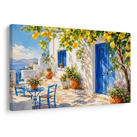 WANDBILD MEDITERRANE GASSE MIT ZITRONENBAUM - BILDER MEER UND STRAND - BILDER