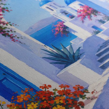 TABLEAU SUR TOILE – COIN MÉDITERRANÉEN À DÔME BLEU - TABLEAUX DE LA VILLE - TABLEAUX
