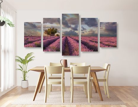 5 RÉSZES KÉP LEVANDULA MEZŐ ORSZÁGJA - TERMÉSZET- ÉS TÁJKÉPEK - KÉPEK