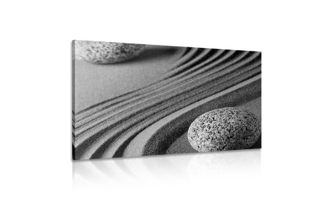 WANDBILD YIN UND YANG STEINE IN SCHWARZ-WEISS - SCHWARZ-WEISSE BILDER - BILDER