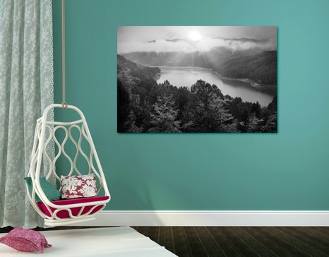 ΕΙΚΌΝΑ ΕΝΌΣ ΠΟΤΑΜΟΎ ΣΤΗ ΜΈΣΗ ΕΝΌΣ ΔΆΣΟΥΣ ΣΕ ΑΣΠΡΌΜΑΥΡΟ - ΠΊΝΑΚΕΣ ΑΣΠΡΌΜΑΥΡΕΣ - ΠΊΝΑΚΕΣ