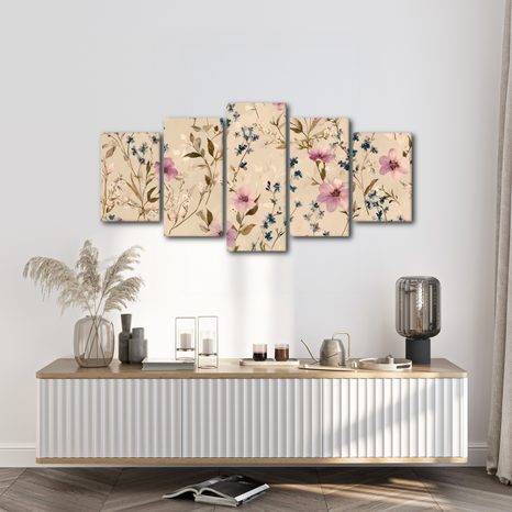 5-TEILIGES WANDBILD BLUMIGE HARMONIE - BILDER BLUMEN - BILDER