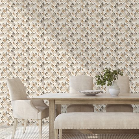 TAPETE BEIGE GEOMETRIE MIT 3D-EFFEKT - GEMUSTERTE TAPETEN - TAPETEN