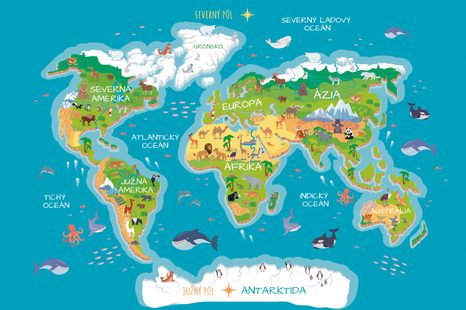 TAPETE KINDERKARTE MIT SLOWAKISCHEN BEZEICHNUNGEN - WELTKARTEN-TAPETEN - TAPETEN