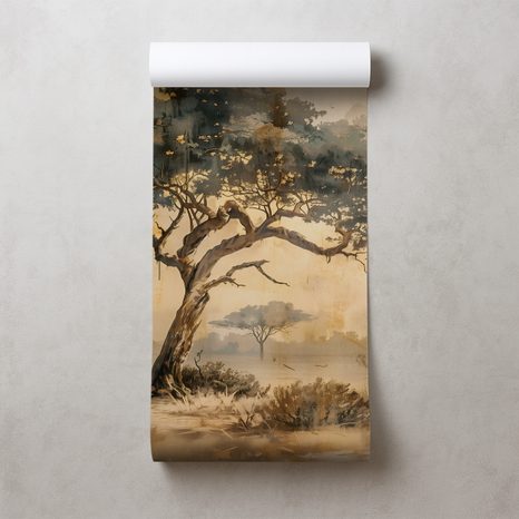 TAPETA AFRIČKA SAVANA U TOPLIM TONOVIMA - TAPETE STABLA - TAPETE