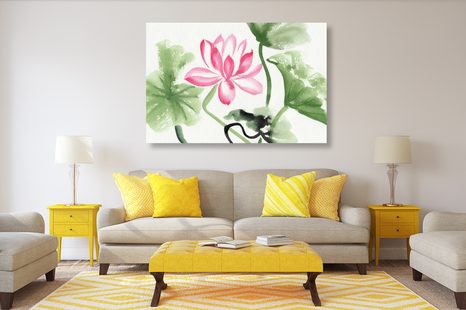 OBRAZ AKVARELOVÝ LOTOSOVÝ KVĚT - OBRAZY KVĚTŮ - OBRAZY