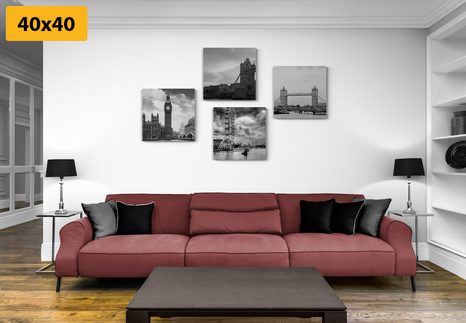 SET DI QUADRI – LONDRA MISTERIOSA IN BIANCO E NERO - COLLEZIONI DI QUADRI - STAMPE E QUADRI