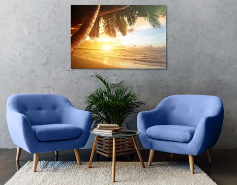 КАРТИНА НА ПЛАТНО – ИЗГРЕВ НА КАРИБСКИЯ ПЛАЖ - КАРТИНИ НА ПРИРОДАТА И ПЕЙЗАЖИ - КАРТИНИ