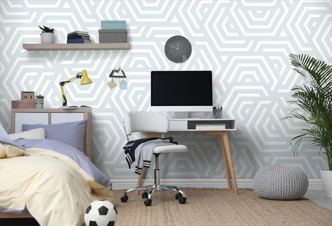 SAMOLEPÍCÍ TAPETA TRENDOVÝ ŠEDO-MODRÝ VZOR - SAMOLEPÍCÍ TAPETY - TAPETY