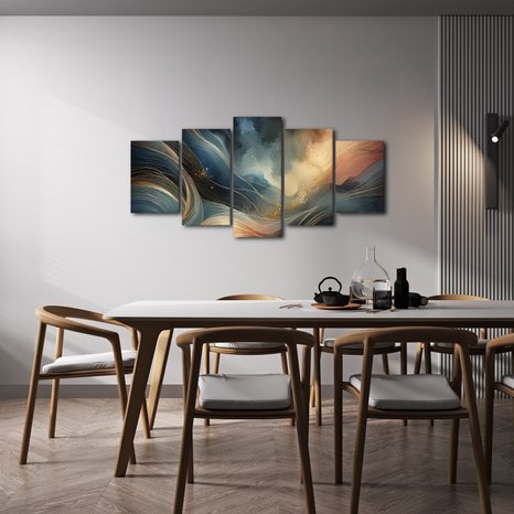 5-DÍLNÝ OBRAZ TICHÉ PROUDĚNÍ SNŮ - OBRAZY ABSTRAKTNÍ TVARY - OBRAZY