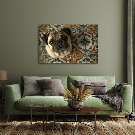 OBRAZ ROZTOMILÝ MOPS NA DLAŽBĚ - OBRAZY PSI - OBRAZY