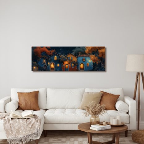 WANDBILD FESTLICHE RUHE IM MALERISCHEN DORF - BUNTE HÄUSER - BILDER