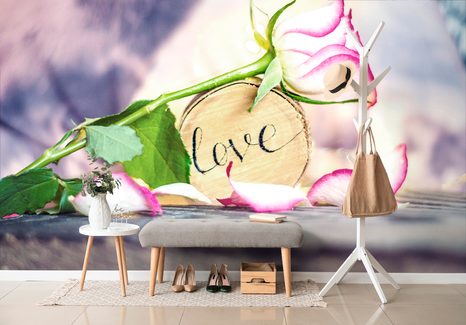 CARTA DA PARATI – DICHIARAZIONE ROMANTICA - CARTA DA PARATI CON FIORI - CARTA DA PARATI