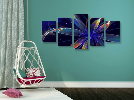 5-TEILIGES WANDBILD VIRTUELLE BLUME - ABSTRAKTE BILDER - BILDER