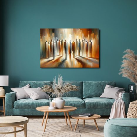 WANDBILD SILHOUETTEN IN ORANGETÖNEN - BILDER VON MENSCHEN - BILDER