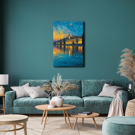 WANDBILD RUHIGE NACHT AM WASSER - BILDER VON STÄDTEN - BILDER