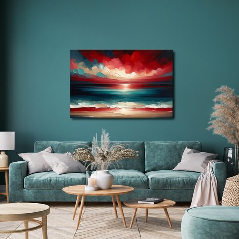 OBRAZ ČERVENÁ OBLOHA NAD OCEÁNOM - OBRAZY MORE A PLÁŽ - OBRAZY