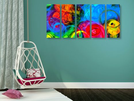 5-RÉSZES KÉP SZÍNES ABSZTRAKCIÓ - ABSZTRAKT KÉPEK - KÉPEK