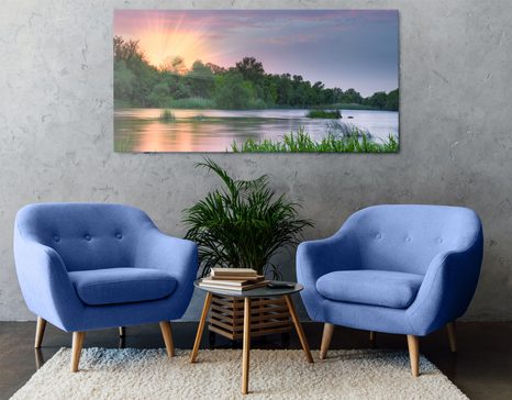 КАРТИНА НА ПЛАТНО – ИЗГРЕВ НА РЕКА - КАРТИНИ НА ПРИРОДАТА И ПЕЙЗАЖИ - КАРТИНИ