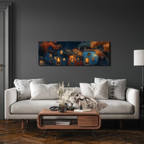 WANDBILD FESTLICHE RUHE IM MALERISCHEN DORF - BUNTE HÄUSER - BILDER