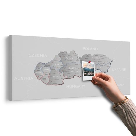 OBRAZ NA KORKU SIVÁ MAPA SLOVENSKA S DECENTNÝM KONTRASTOM - OBRAZY NA KORKU - OBRAZY