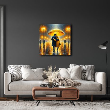 WANDBILD LIEBE IM STADTREGEN - BILDER MIT LIEBESMOTIVEN - BILDER