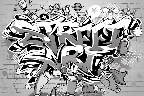 SELBSTKLEBENDE TAPETE GRAUER STREET-ART-SCHRIFTZUG MIT SPRAYS - SELBSTKLEBENDE TAPETEN - TAPETEN