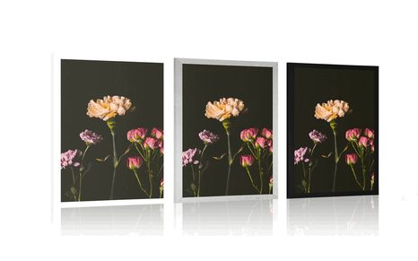 PLAKAT ELEGANTNO CVIJEĆE NA TAMNOJ POZADINI - CVIJEĆE - PLAKATI