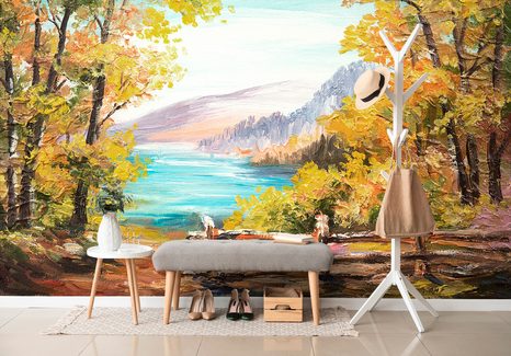 SELBSTKLEBENDE TAPETE ÖLGEMÄLDE DES BERGSEES - SELBSTKLEBENDE TAPETEN - TAPETEN