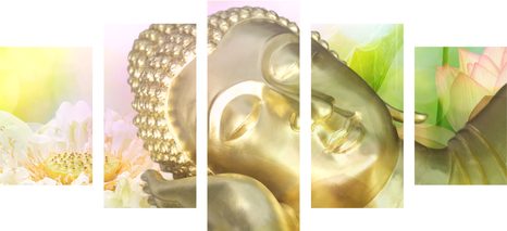 5-CZĘŚCIOWY OBRAZ ŚPIĄCY BUDDA - OBRAZY FENG SHUI - OBRAZY