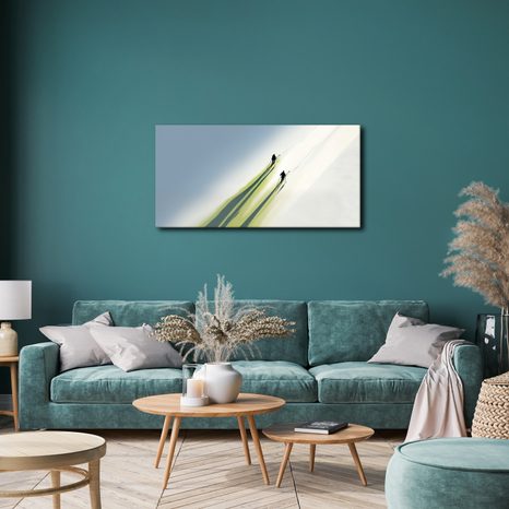 WANDBILD SKIFAHRER IN WINTERLANDSCHAFT - WEIHNACHTS- UND WINTERBILDER - BILDER