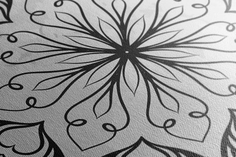 OBRAZ ABSTRAKTNÍ ETNICKÁ MANDALA V ČERNOBÍLÉM PROVEDENÍ - ČERNOBÍLÉ OBRAZY - OBRAZY