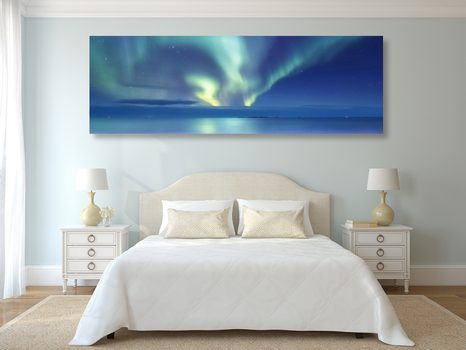 OBRAZ ZORZA POLARNA NAD OCEANEM - OBRAZY KOSMOSU I GWIAZD - OBRAZY