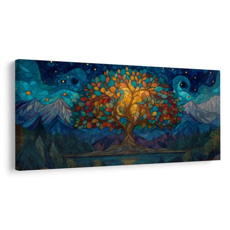 OBRAZ NOČNÍ KRAJINA SE STROMEM ŽIVOTA - OBRAZY STROMY ŽIVOTA - OBRAZY