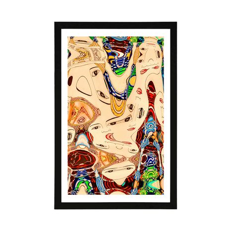 PLAKAT S PASPARTUOM MAJKA U APSTRAKTNOM DIZAJNU - APSTRAKTNI I S UZORKOM - PLAKATI