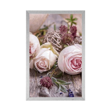 PLAKÁT SLAVNOSTNÍ KVĚTINOVÁ KOMPOZICE RŮŽÍ - KVĚTINY - PLAKÁTY