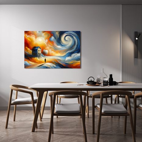 OBRAZ OSAMĚLÝ DŮM V BOUŘI - ABSTRAKTNÍ OBRAZY - OBRAZY