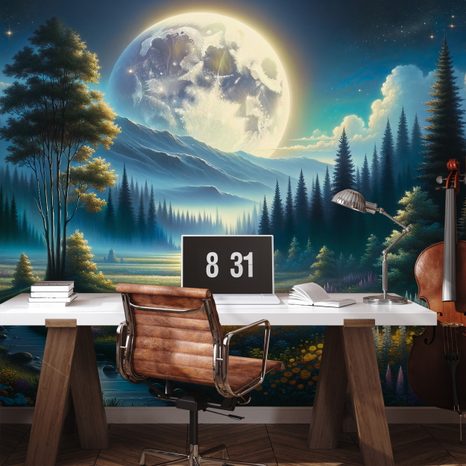 SAMOLEPÍCÍ TAPETA KOUZELNÁ NOČNÍ KRAJINA S MĚSÍCEM - TAPETY - TOTÁLNÍ VÝPRODEJ 🔥
