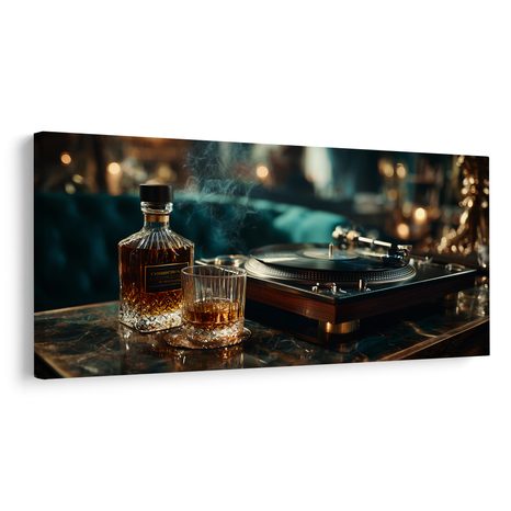 OBRAZ POHODA S WHISKY A VINYLEM - HUDEBNÍ OBRAZY - OBRAZY