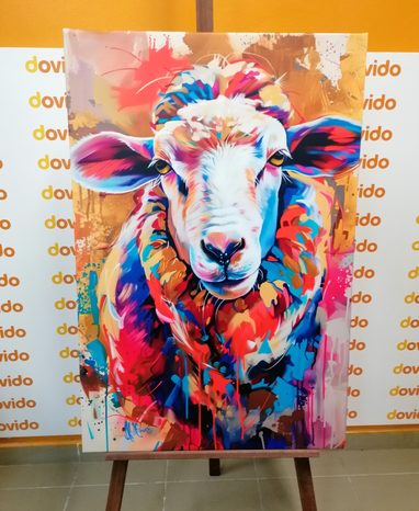 WANDBILD SCHAF ALS GEMÄLDE-NACHAHMUNG - BILDER TIERE - BILDER