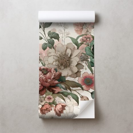 SAMOLEPÍCÍ TAPETA VINTAGE PASTELOVÉ KVĚTY - ΤΑΠΕΤΣΑΡΊΑ ΜΕ ΛΟΥΛΟΎΔΙΑ - ΤΑΠΕΤΣΑΡΊΕΣ