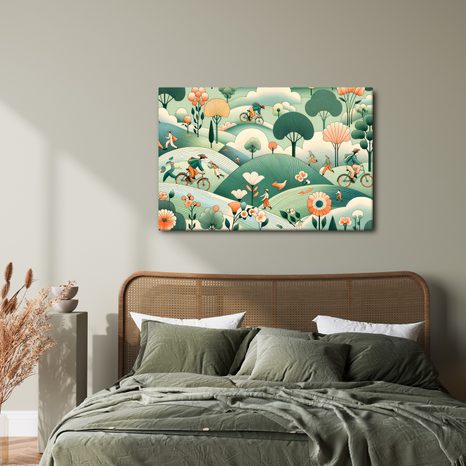 WANDBILD RADAUSFLUG DURCH DIE LANDSCHAFT - WANDBILDER FELDER UND WIESEN - BILDER