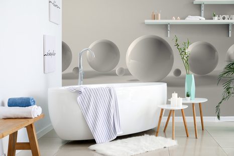 TAPETA ŠEDÉ KULIČKY - ABSTRAKTNÍ TAPETY - TAPETY